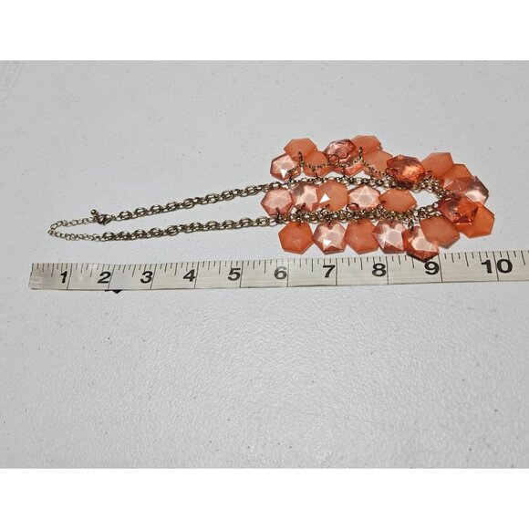 Retro Orange Faceted Chunky Nugget Beaded Statement Necklace Statement Jewelry - Picture 4 of 5